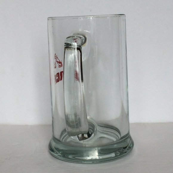 RCA Beer Mug Glass Stein Clear Handled Red Logo Dog Print 12 oz - Picture 2 of 7